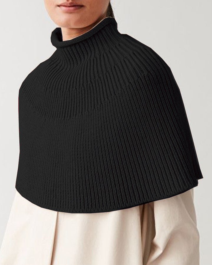 Damen Strick-Cape mit hohem Kragen und feiner Rippstruktur Drune