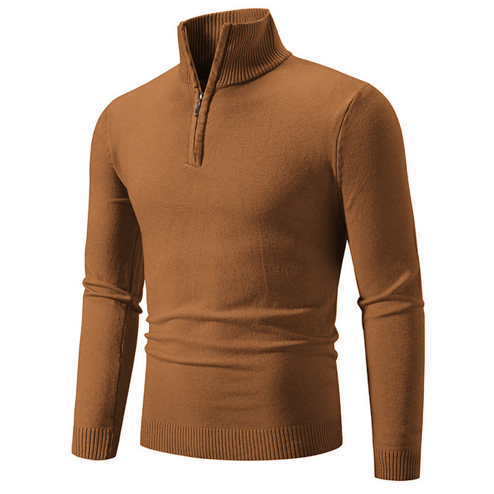Herren modischer Rollkragenpullover mit Zipper und feiner Strickstruktur Drune