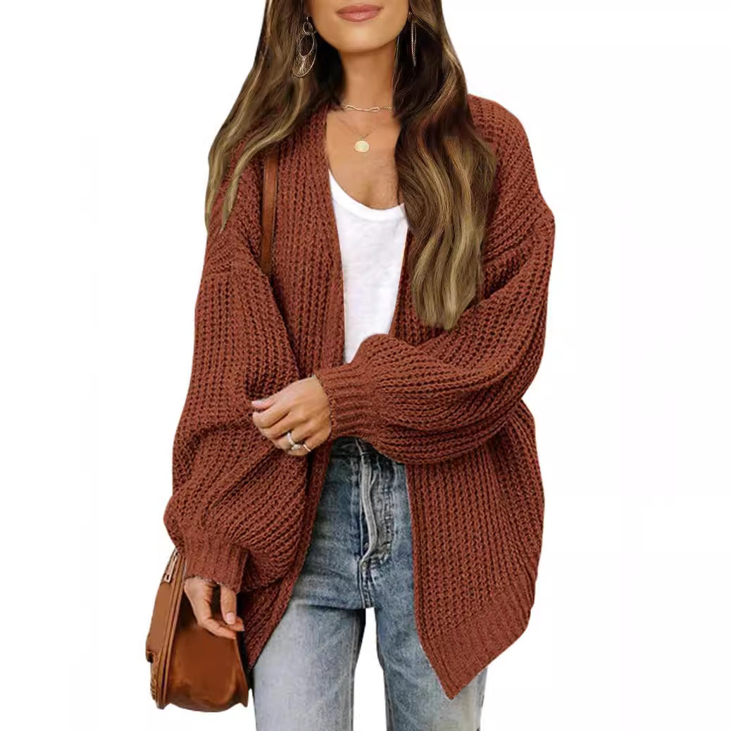 Damen Oversized Chunky Strickjacke Drune