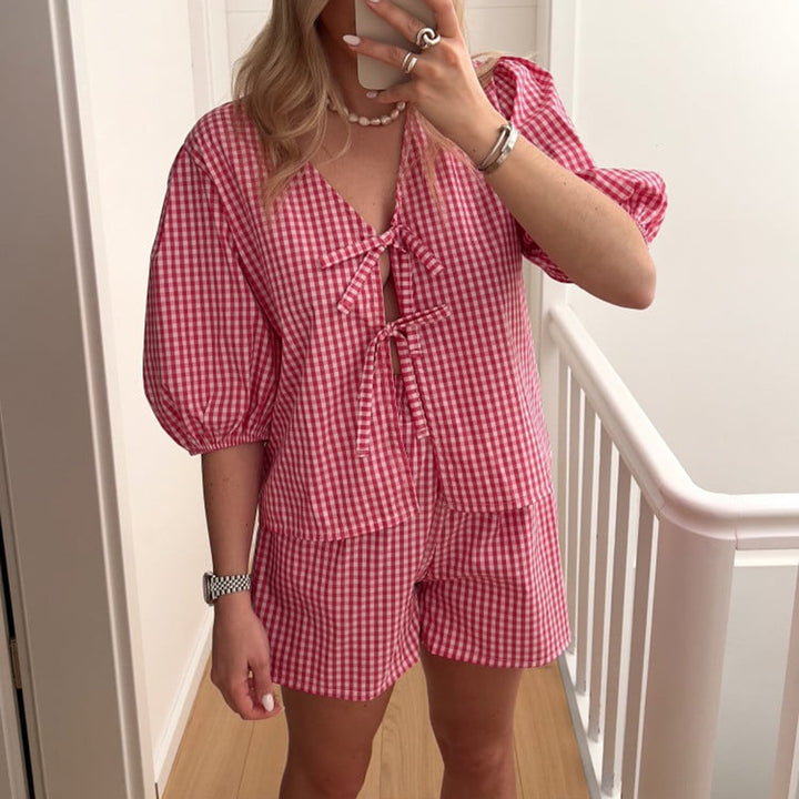 Damen kariertes Freizeit-Set Drune