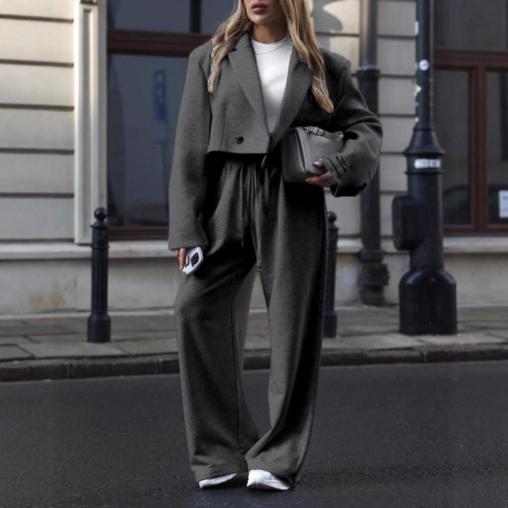 Damen eleganter und lässiger Blazer mit passender Jogginghose Drune