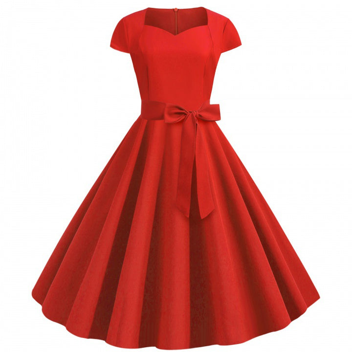 Damen Partykleid mit weitem Rock und eleganter Schleifenbindung Drune