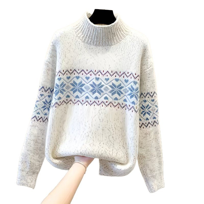 Damen kuscheliger Rollkragenpullover mit nordischem Muster Drune