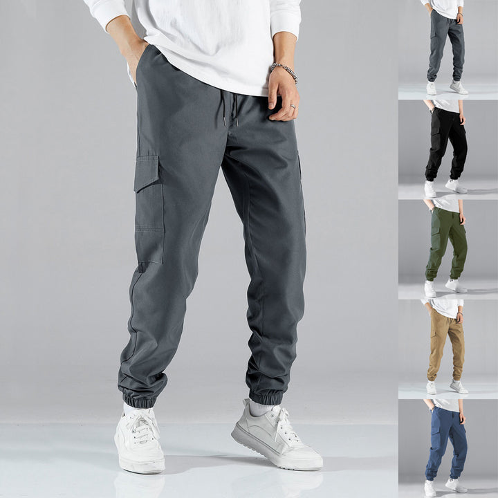 Herren nan Cargo-Jogginghose mit elastischem Tunnelzugbund und aufgesetzten Klappentaschen Drune