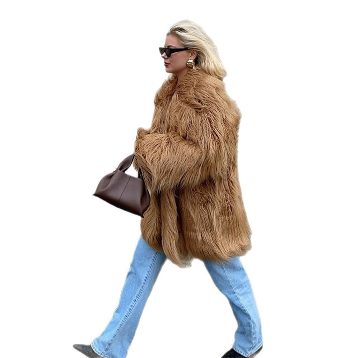 Damen Oversized Kunstfelljacke Drune