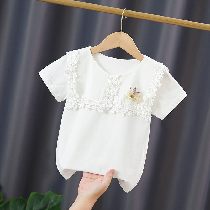 Mädchen T-Shirt mit eleganter Spitzenverzierung Drune