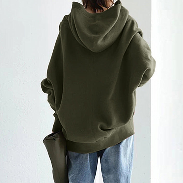 Damen nan übergroße Kapuzenjacke mit Reißverschluss und Kängurutasche aus flauschigem Fleece Drune
