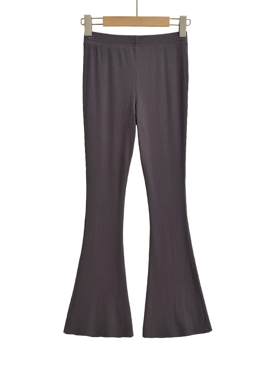Damen Elegante Flared-Hose aus hochwertigem, elastischem Stretchmaterial mit hohem Bund Drune