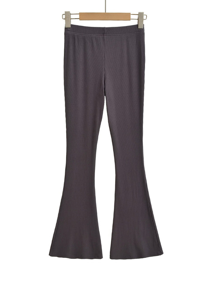 Damen Elegante Flared-Hose aus hochwertigem, elastischem Stretchmaterial mit hohem Bund Drune