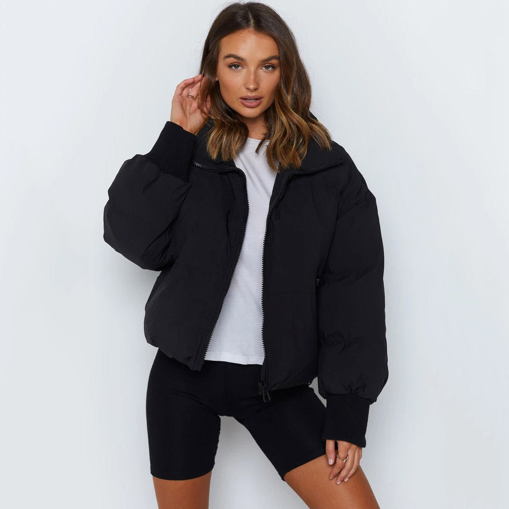 Damen modische Kurzjacke mit Kapuze und weichem Futter Drune
