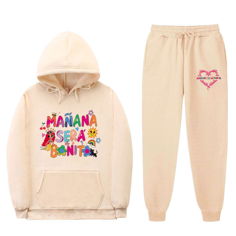 Damen Sweatshirt- und Jogginghose-Set mit buntem Aufdruck Drune