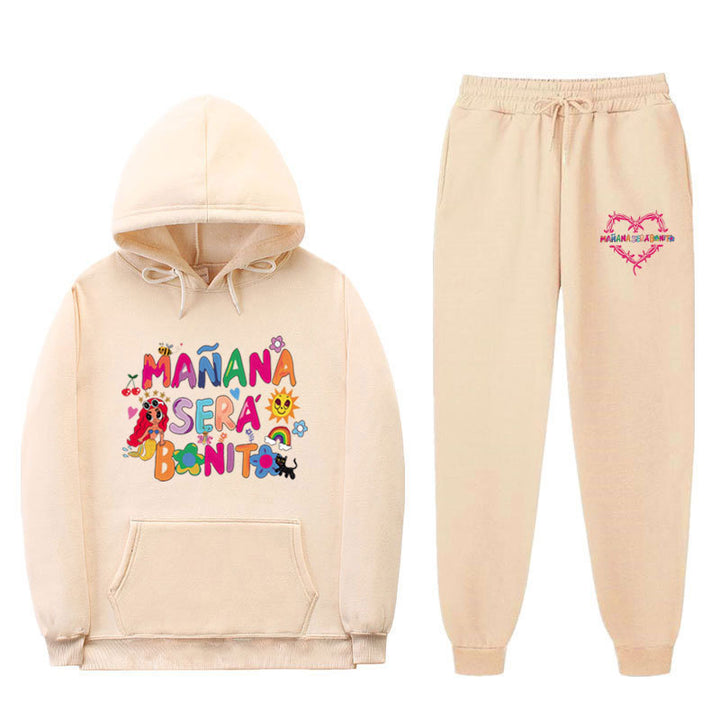 Damen Sweatshirt- und Jogginghose-Set mit buntem Aufdruck Drune