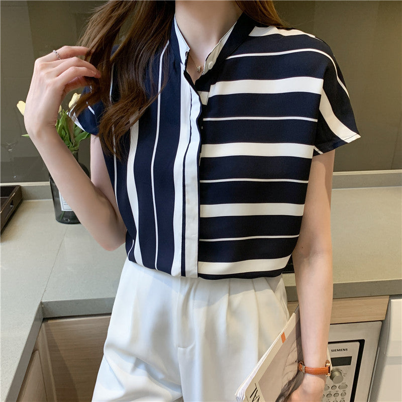 Damen Bluse mit elegantem Streifenmuster und lässigem Schnitt Drune