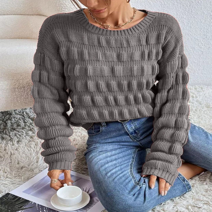 Damen Strickpullover mit modernen Rastermuster Drune