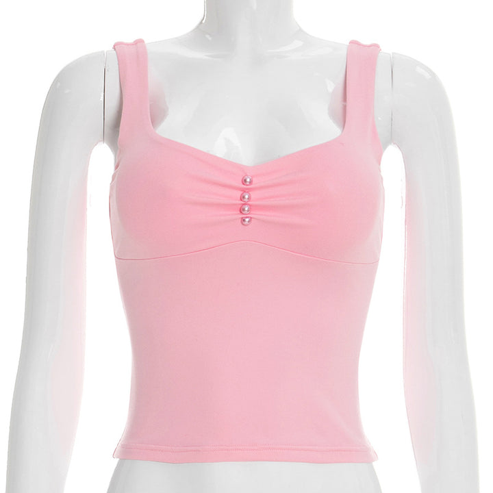 Damen hochwertige Bustier-Top mit dekorativem Knopfdesign Drune