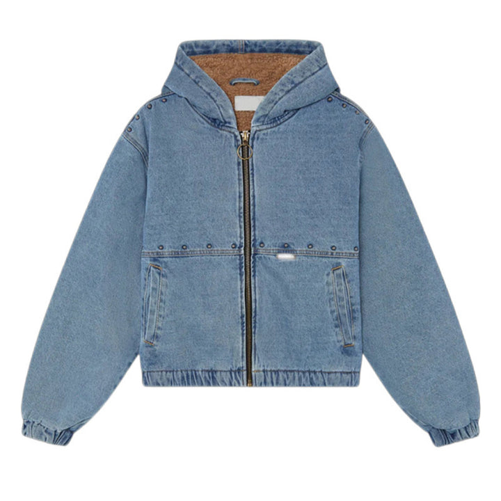 Damen Jeansjacke mit Kapuze und Taschen Drune