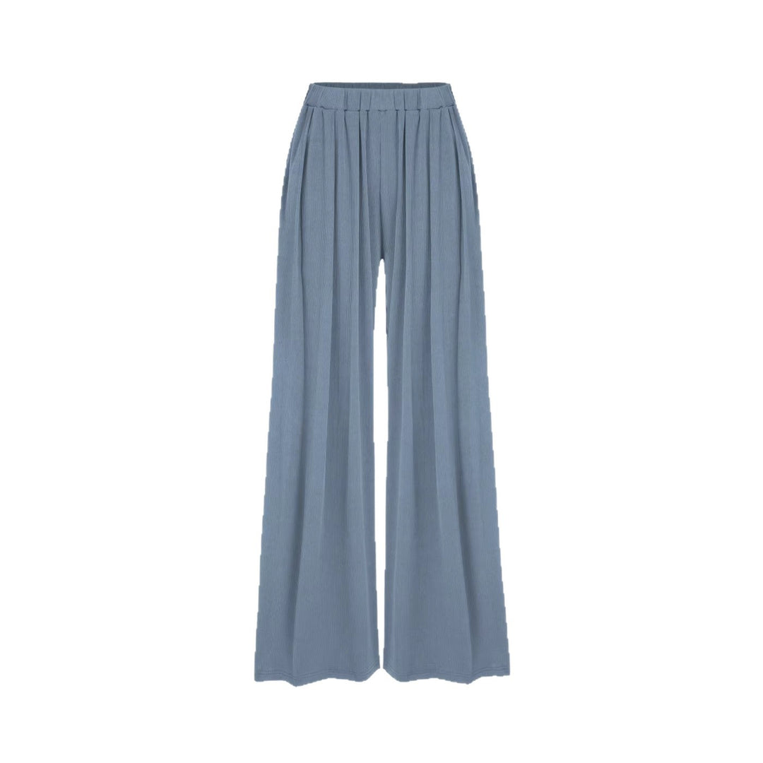 Damen weite Palazzo-Hose mit eleganten Falten und elastischem Bund Drune