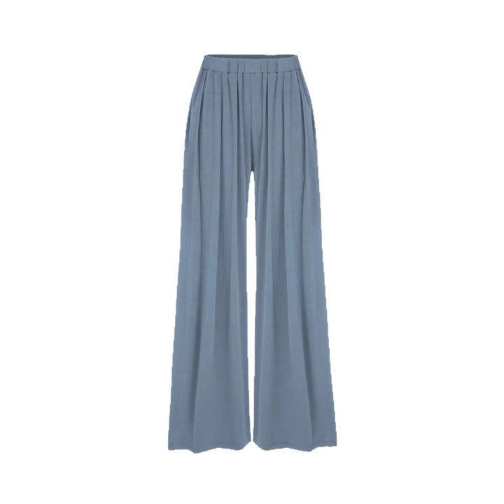 Damen weite Palazzo-Hose mit eleganten Falten und elastischem Bund Drune