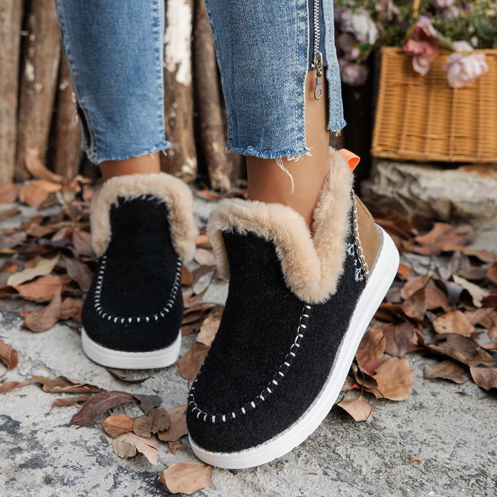 Damen Gemütliche Winter-Stiefeletten mit flauschigem Innenfutter und robustem Profil Drune