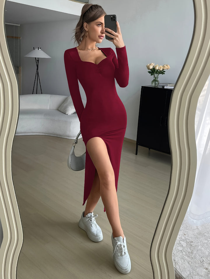 Damen Maxikleid mit hohem Schlitzausschnitt und elegantem Dekolleté Drune