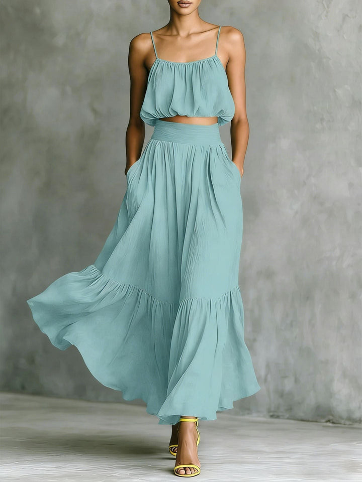 Damen Sommerliches Zweiteiler-Kleid mit fließendem Schnitt und praktischen Taschen Drune