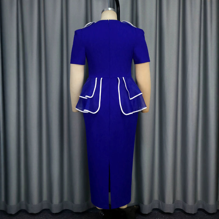 Damen elegantes Midikleid mit Rüschendetails und tailliertem Gürtel Drune