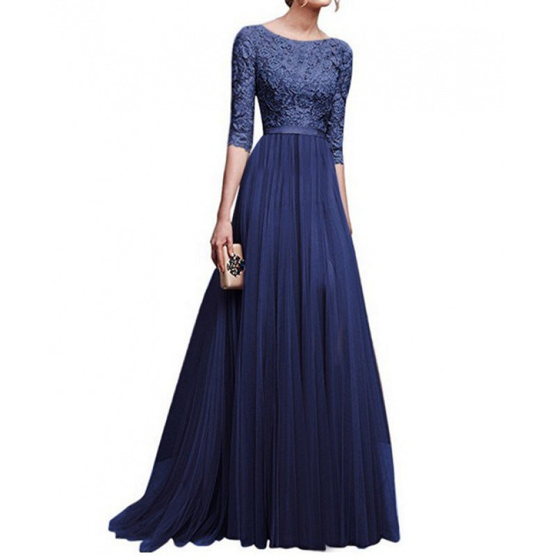 Damen Abendkleid mit eleganter Spitzenoberfläche und voluminösem Rock Drune