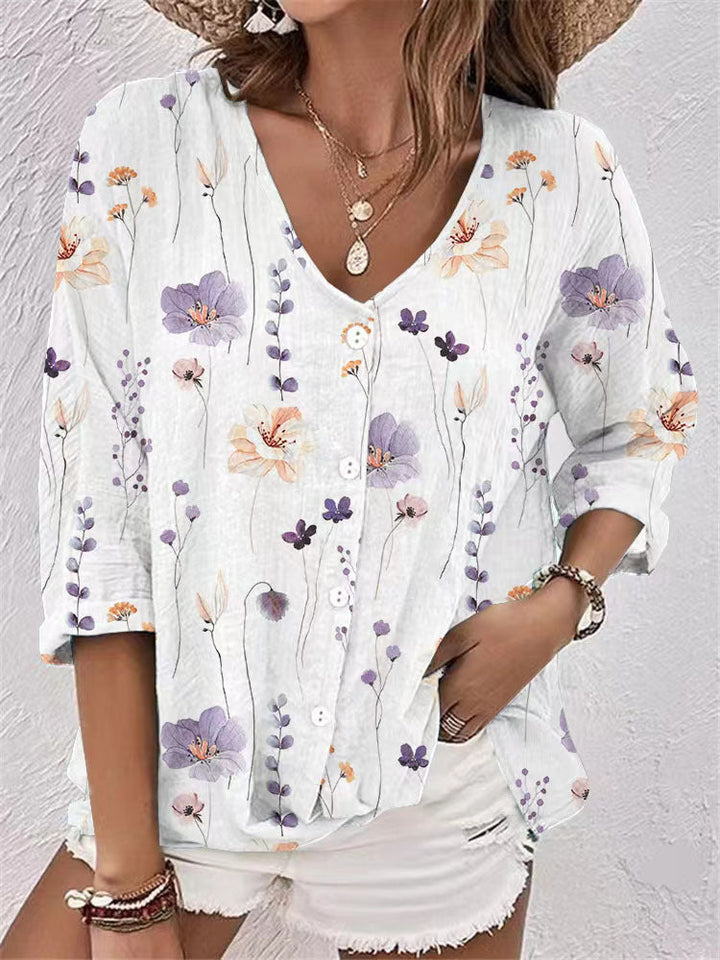 Damen Bluse mit floralem Druck und lässigem Schnitt Drune