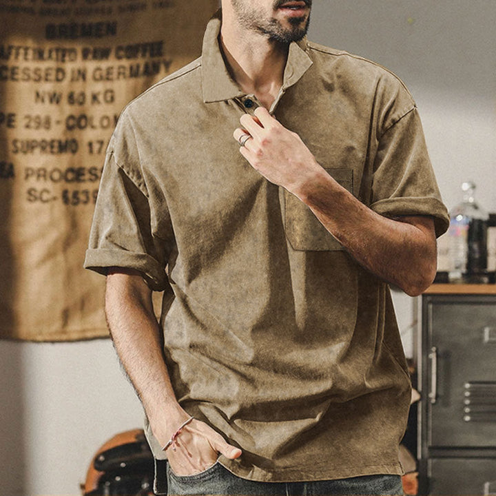 Herren lässiges Kurzarmhemd mit praktischer Brusttasche und softer Textur Drune