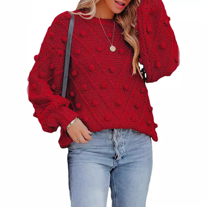 Damen stylischer Strickpullover mit strukturiertem 3D-Muster Drune