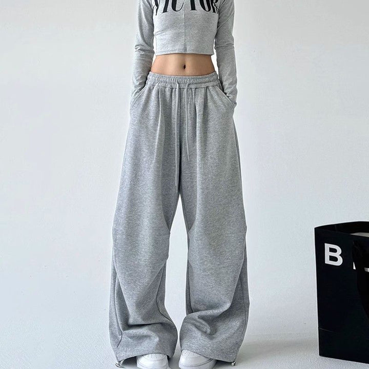 Damen nan weite Jogginghose mit extra weitem Bein und Kordelzugbund aus French Terry Drune