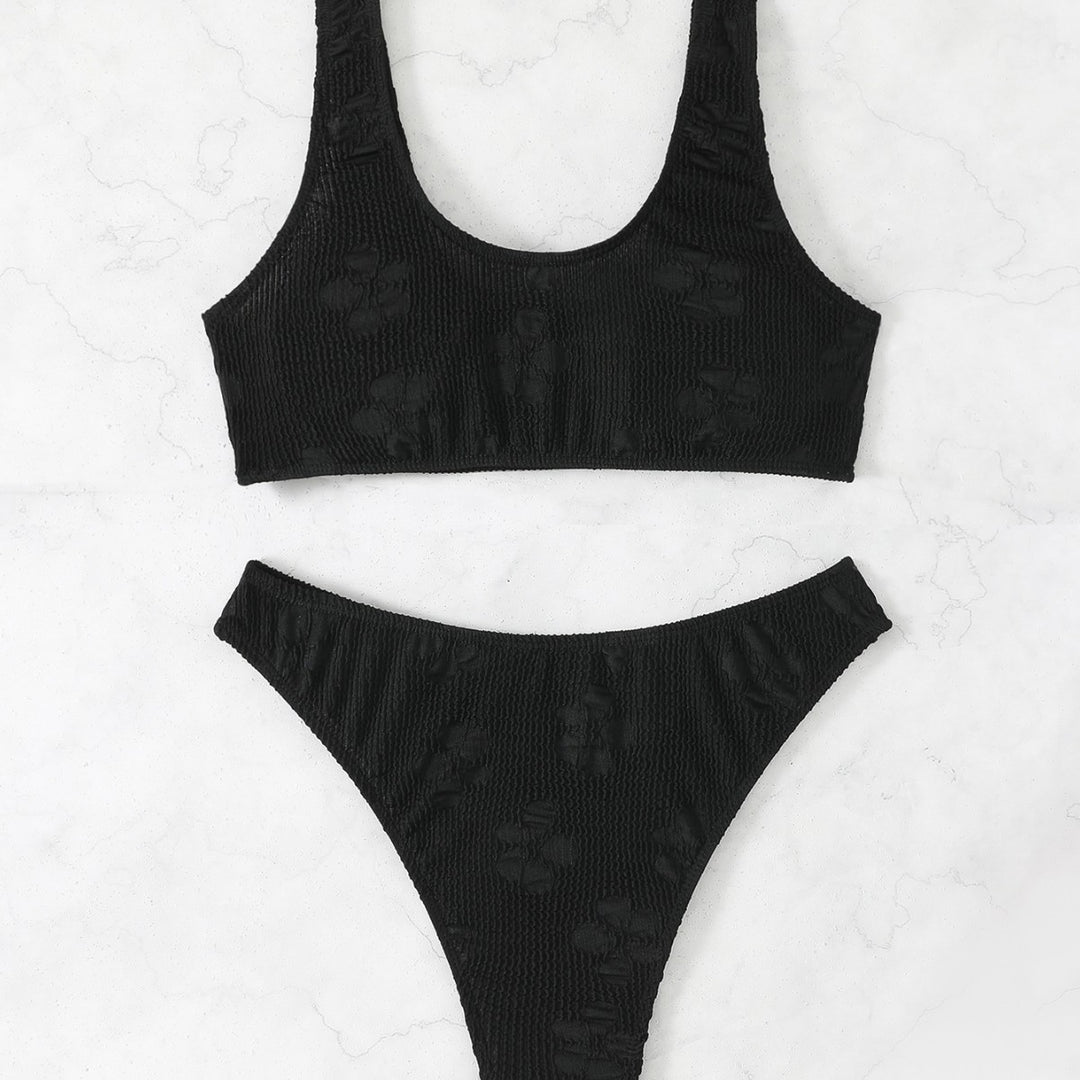 Damen Bikini-Set mit strukturierter Oberfläche und tiefem Halsausschnitt Drune