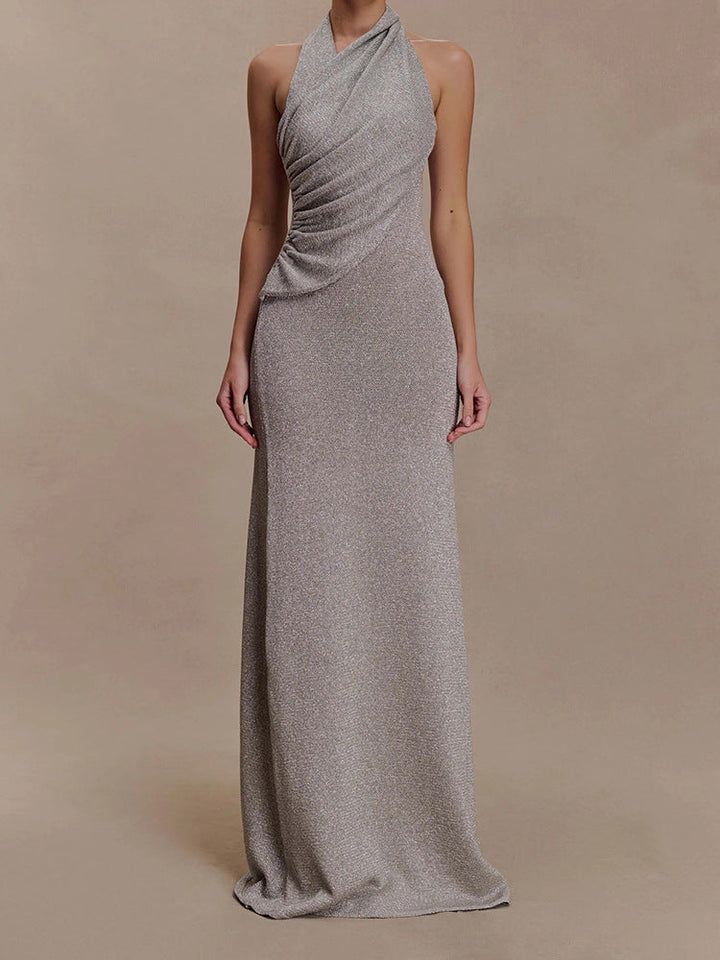 Damen Elegantes Maxikleid mit schimmerndem Stoff und raffiniertem Wickeldetail Drune