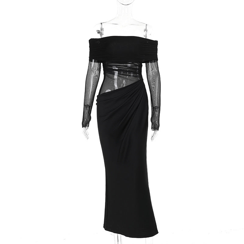 Damen Off-Shoulder Wickelkleid mit Rüschendetails Drune