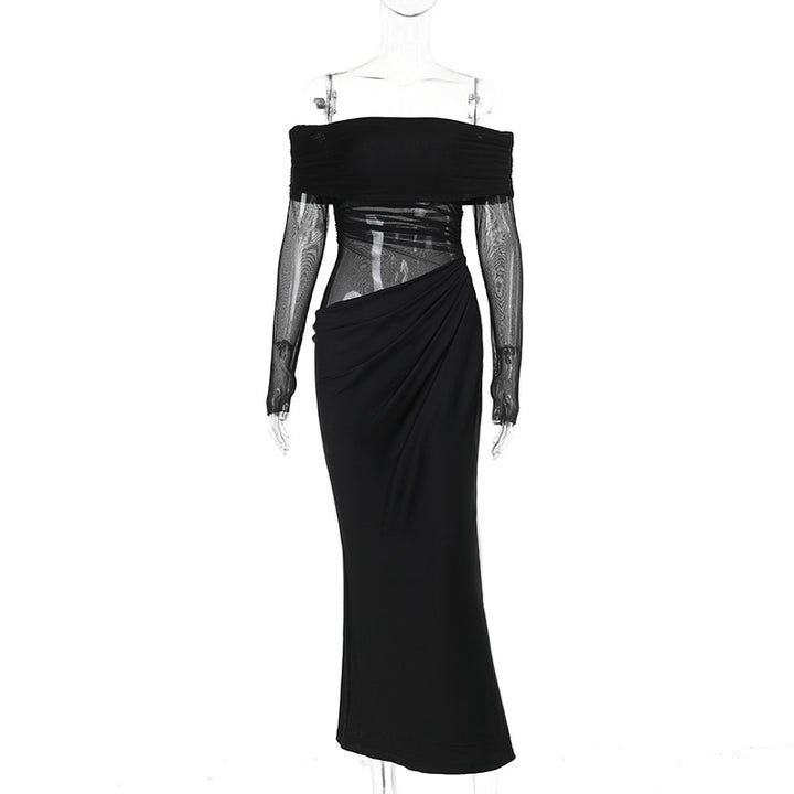 Damen Off-Shoulder Wickelkleid mit Rüschendetails Drune