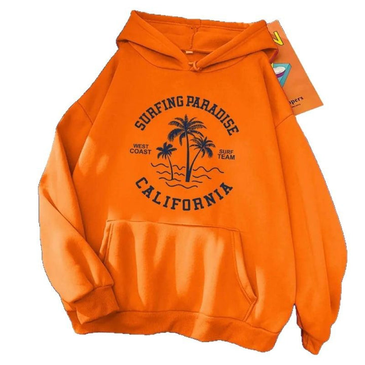 Damen Kapuzenpullover mit lässigem Surf-Motiv und hochwertiger Baumwollmischung Drune