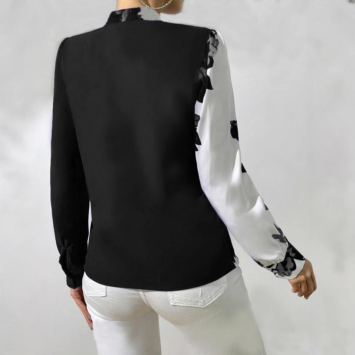 Damen Bluse mit einzigartigem floralen Muster und elegantem V-Ausschnitt Drune