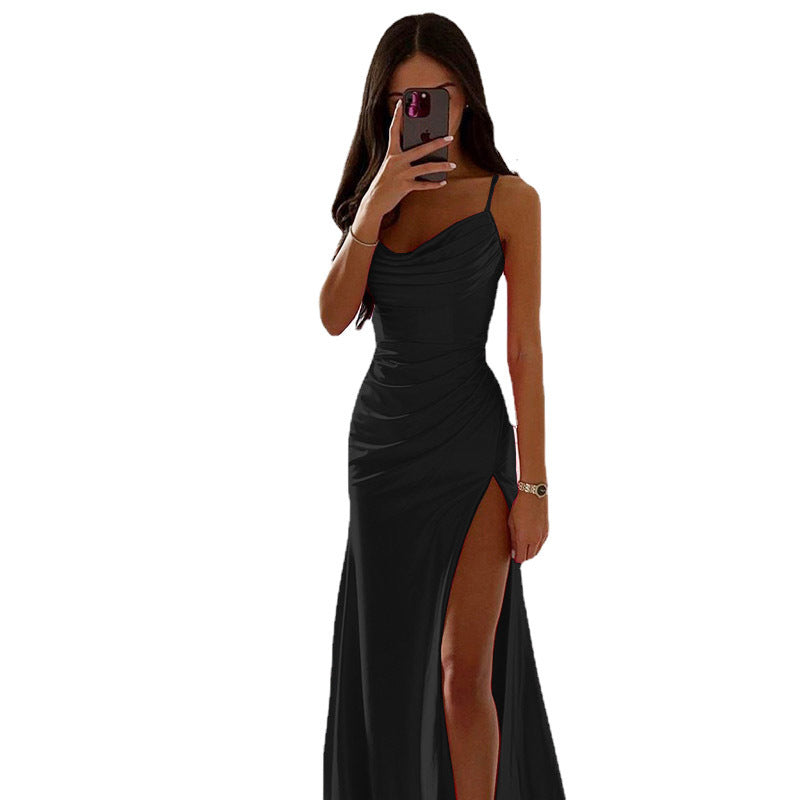 Damen Maxikleid mit schickem Seitenschnitt und eleganter Drapierung Drune
