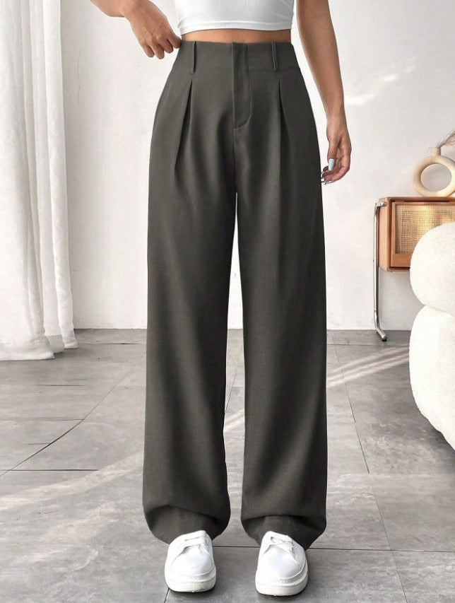 Damen Elegante Bundfaltenhose mit weitem Schnitt Drune