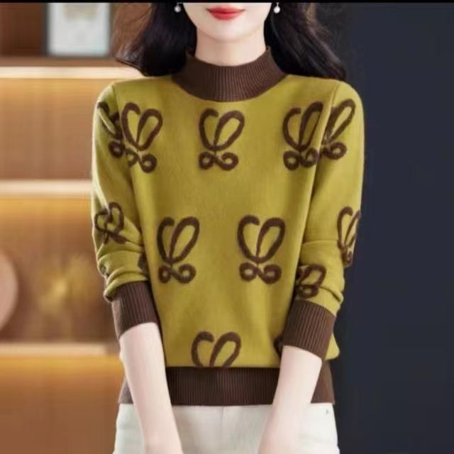 Damen Sweatshirt mit kontrastierenden Motiven und Rundhalsausschnitt Drune