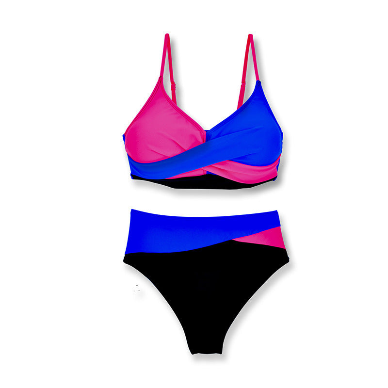 Damen Hoch tailliertes Bikini-Set mit modischem Wickeloberteil Drune