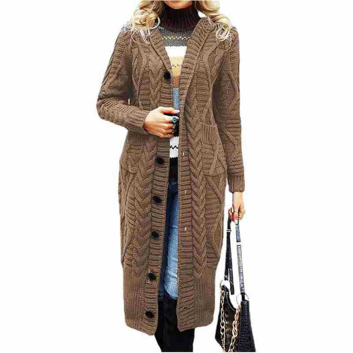 Damen Großer Strick-Cardigan mit aufwendigem Zopfmuster und praktischen Taschen Drune