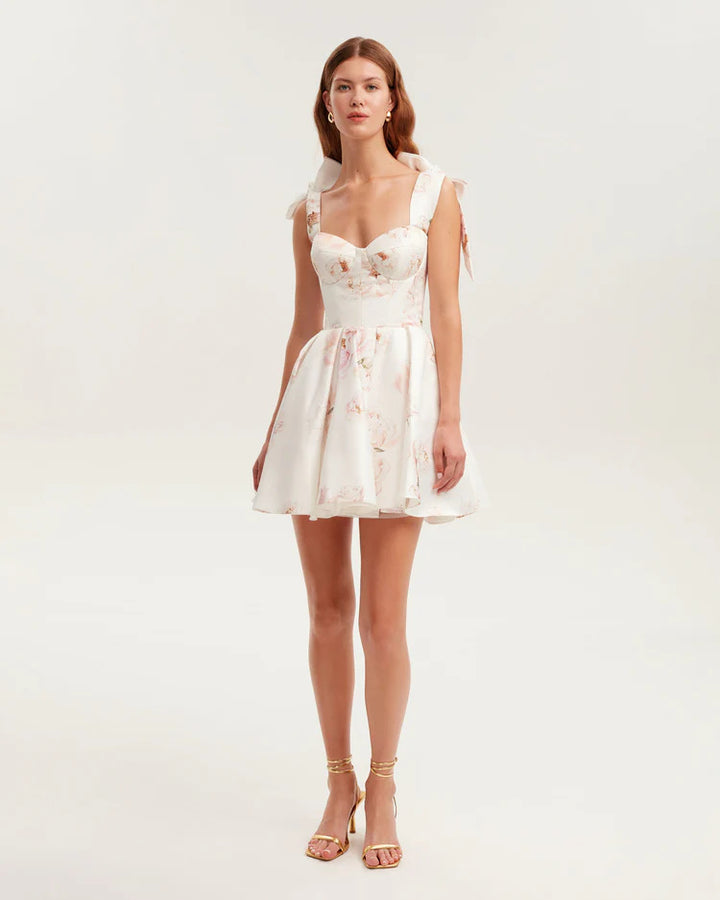 Damen Verspieltes Minikleid mit floralem Design und raffinierten Trägern Drune