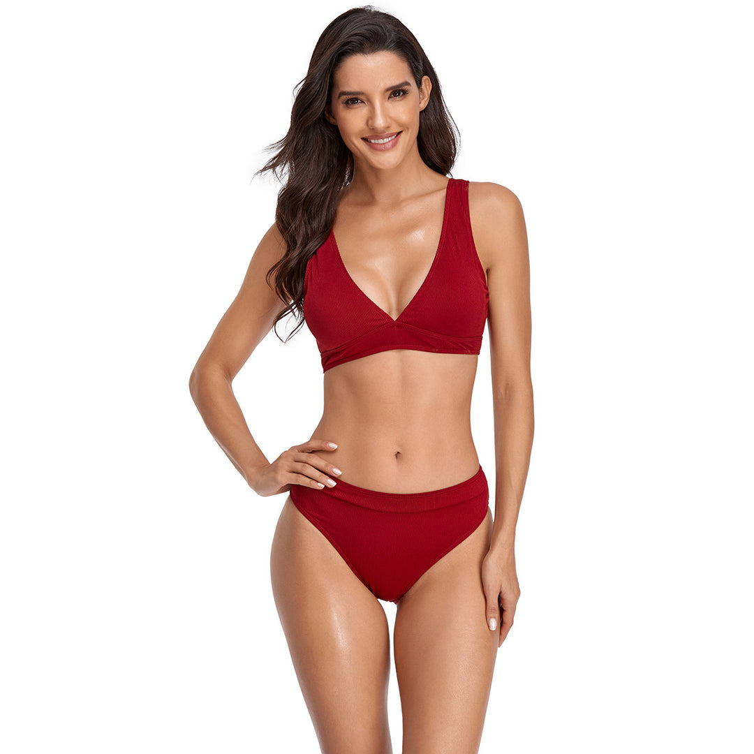 Damen Triangel-Bikini-Set mit modischem Schnitt und hohem Bund Drune