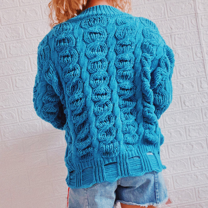 Damen Grobstrickpullover mit modernem Zopfmuster und luftiger Struktur Drune