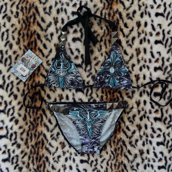 Damen Triangel-Bikini mit kreativem Muster Drune