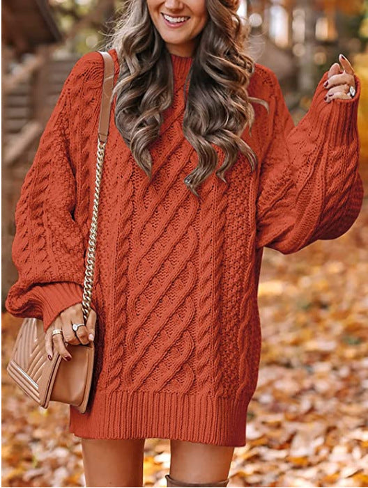 Damen Großer Strickpullover mit Zopfdesign Drune