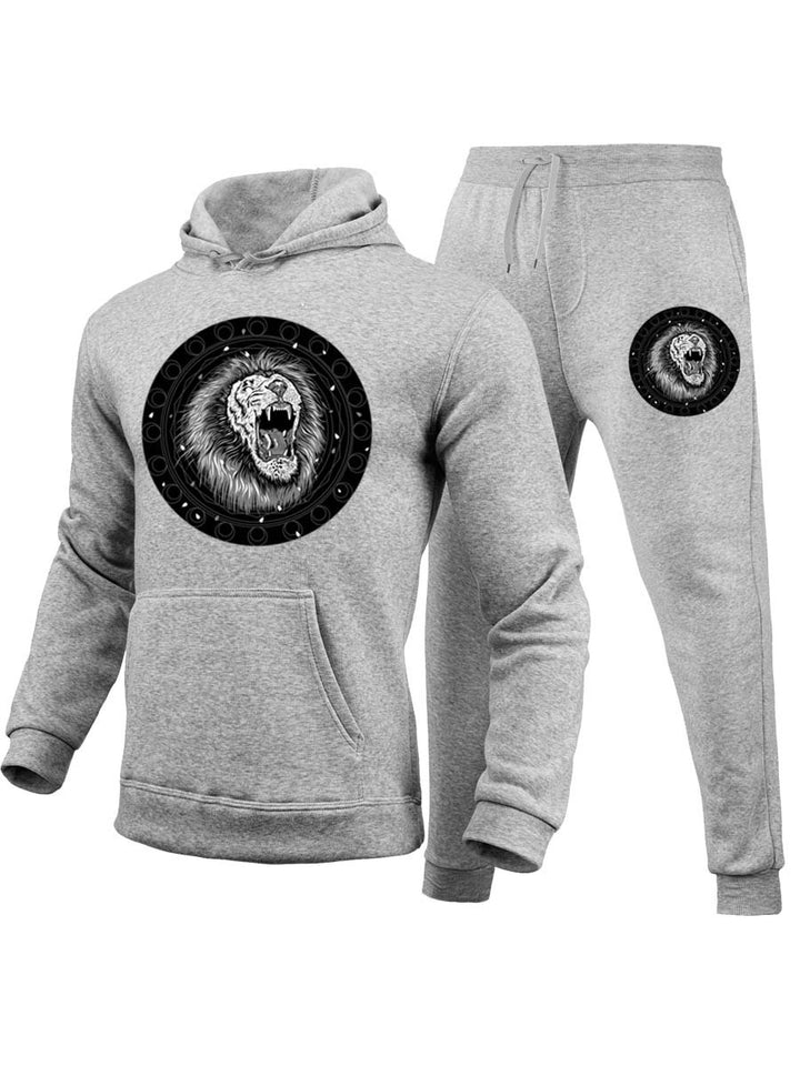 Damen Kapuzenpullover und Jogginghose Set mit innovativem Löwenmotiv Drune