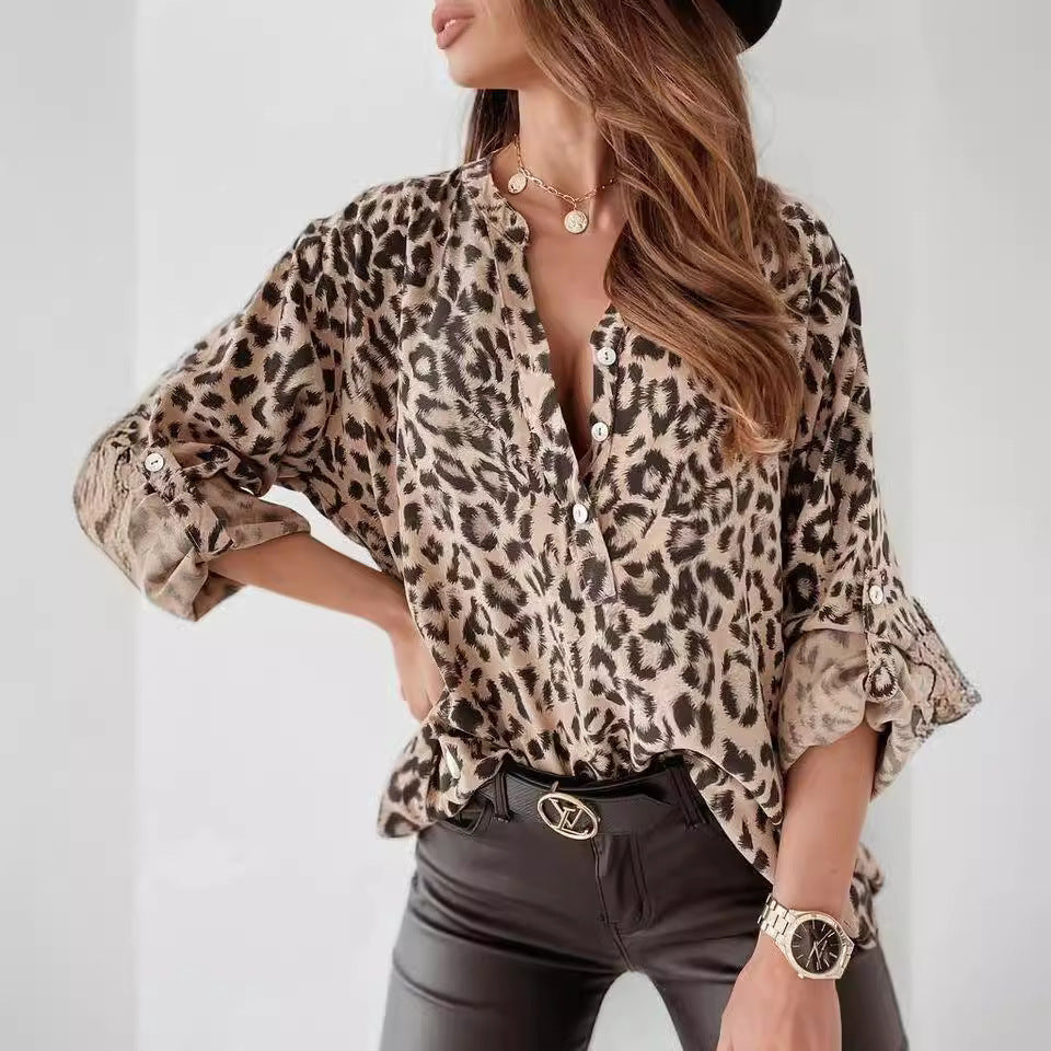 Damen Bluse im eleganten Animal-Print mit Raffungen Drune