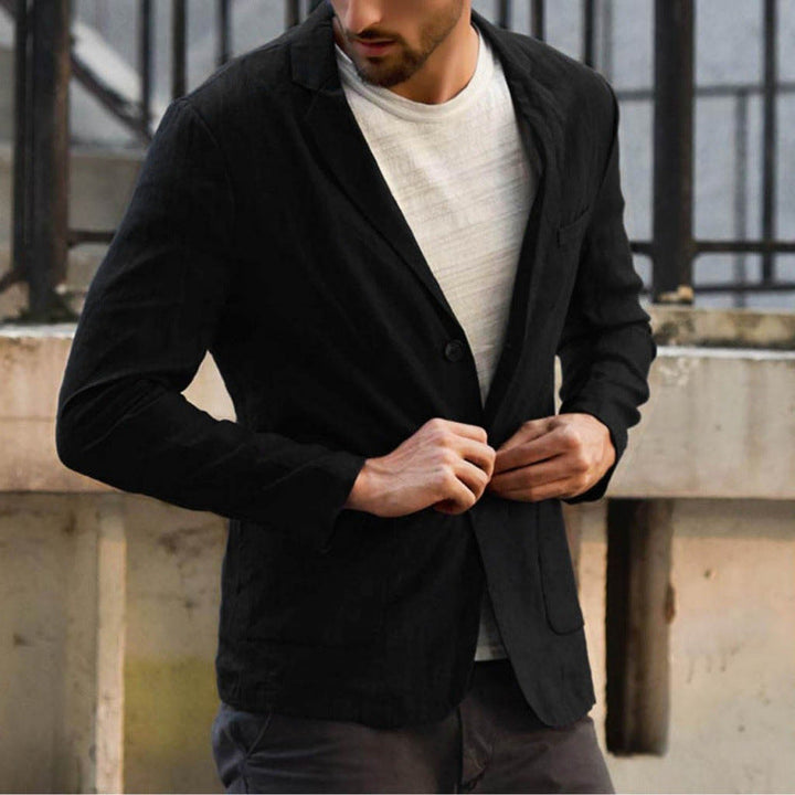 Herren eleganter Leinen-Blazer mit modernem Schnitt und Taschen Drune